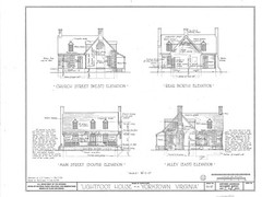 Historic colonial brick cottage, charming small house, printed home plans