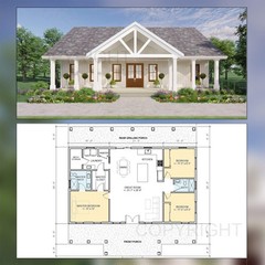 Oak Springs House Plans – Open Plan Design – Modern Farmhouse 3 Bed/2 Bath 1500