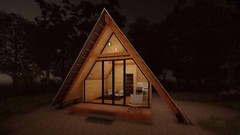 27’-6’’ x 14’-0’’ MODERN A–FRAME CABIN HOUSE PLAN PDF & 3D IMAGES