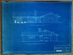 #44 Vintage 50s 1953 HOUSE BLUEPRINTS-MCM-Mid Century Modern RANCH-Floor Plan