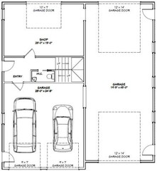 44×48 Apartment with 2-Car 1-RV Garage – PDF FloorPlan – 1,645 sqft – Model 5A