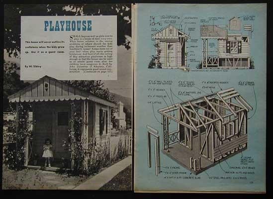 8×12 Playhouse/ Guest House 1953 How-To build PLANS Cottage w/Porch
