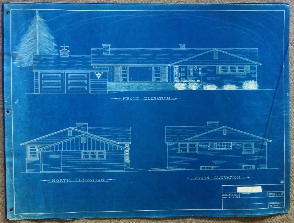 #4 Vintage 50s 1952 HOUSE BLUEPRINTS-MCM-Mid Century Modern RANCH-Floor Plan