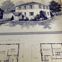 Vintage 1948 4 Square Home Plan Drawing Blueprint Triflex Service Washington DC