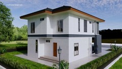Small House Design 8×10 Meter 27×40 Feet 4 Beds 3 Baths Hip Roof (A4 Hard Copy)