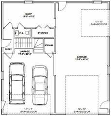 40×42 Apartment with 2-Car 1-RV Garage – PDF FloorPlan – 1,153 sqft – Model 2A