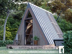 A-Frame House Cabin Plans -145SF- Blueprints – Modern