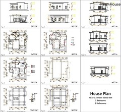 35×35 Feet House Plans 10.7×10.5 Meter 2 Beds 2 Baths Flat PDF (A4 Hard Copy)
