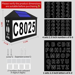 IVWVI Solar House Numbers, Lighted Address Number 7.3×5.7inch, Black