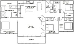 60×30 House — 4 bedroom 2 Bath — 1,700 sqft — PDF Floor Plan — Model 6