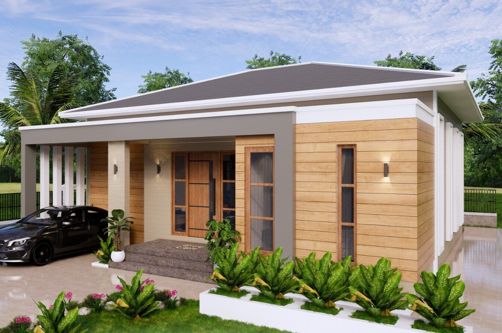 36×36 Feet Modern House Plan 11×11 Meter 3 Beds 2 Baths Hip roof (A4 Hard Copy)
