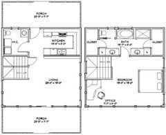 24×24 House — 1 Bedroom 1.5 Bath — PDF FloorPlan — 1,066 sqft — Model 10B