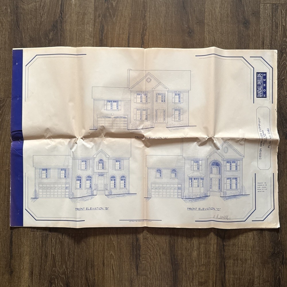 2-Story Colonial Gable-Front House 3 Bed 2.5 Bath 14page ORIGINAL Blueprint 1994