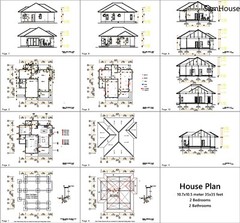 35×35 Feet House Plan 10.7×10.5 Meter 2 Beds 2 Baths Hip roof PDF (A4 Hard Copy)