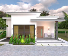 Mini House Designs 10.7×10.5 Meter 35×34 Feet 2 Bed Flat Roof PDF (A4 Hard Copy)