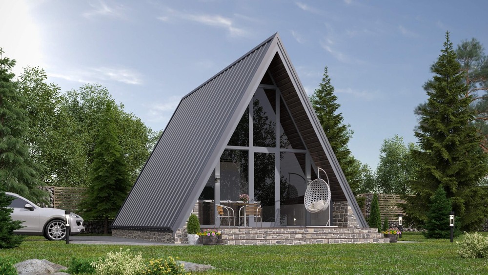 23’x41’ 1 Bed 1 Bath Modern A-Frame Cabin Architectural Build Plans PDF Download
