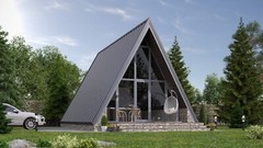 23’x41’ 1 Bed 1 Bath Modern A-Frame Cabin Architectural Build Plans PDF Download
