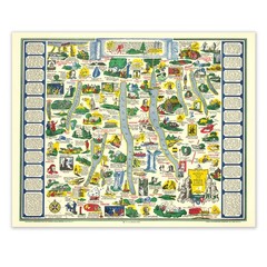 Finger Lakes New York Illustrated Map Vintage Pictorial Regional History Artwork