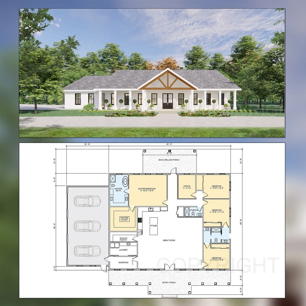 Cedar Springs Barndominium House Design – Plan Blueprint PDF or Print Drawing ~