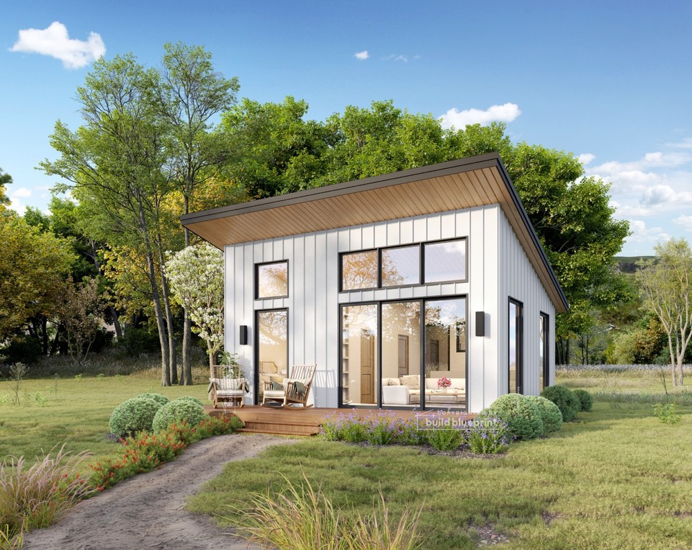 20×24 Lean Modern Cottage Custom Architectural Plans 480SF – PDF Download