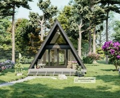 A-Frame Cabin two Story Cottage Plans,20’x26′ Triangular house Building Drawings