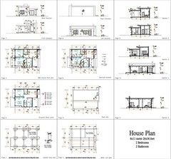 26×36 Feet House Plans 8×11 Meter 2 Beds 2 Baths Terrace Roof PDF (A4 Hard Copy)