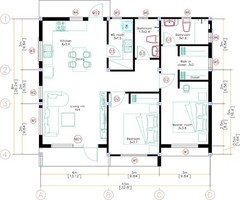 33×27 Feet Small House Plan 10×8 Meter 2 Beds 2 Baths Shed Roof (A4 Hard Copy)