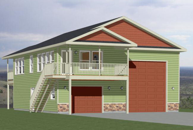 36×40 Apartment with 1-Car 1-RV Garage — PDF Floor Plan — 902 sqft — Model 1H