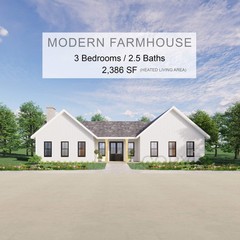 Twin Peaks Modern Farmhouse House Plan Design – 3 Bed 2.5 Bath 2386 sq ft – Draw