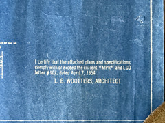 Lot of 3 1954 Architectural Blueprints L.B. Wootters Architects Houston Texas
