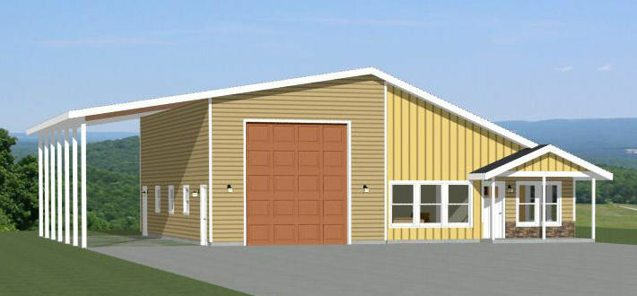46×48 House – 1 Bedroom 1 Bath 1 RV – 1,157 sqft – PDF Floor Plan – Model 1E