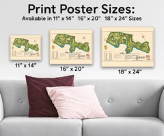 Pebble Beach Golf Links Vintage Course Map California Illustrated Wall Art