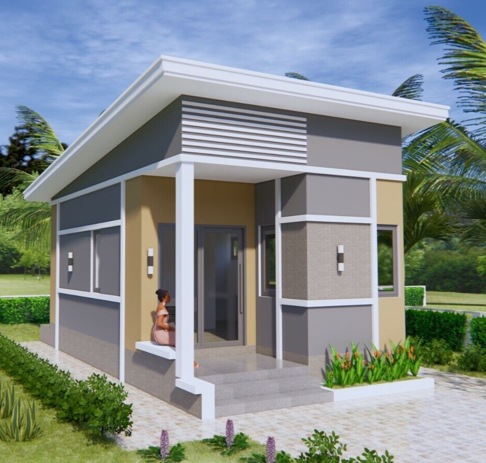 15×25 Feet Small House Plans 4.5×7.5 Meter One Bedroom Shed Roof (A4 Hard Copy)