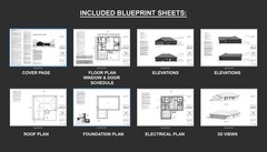 The Silver Terrace Home House Plan Blueprint – Modern 3 bed 2.5 Bath 2 Car Home