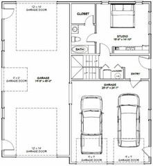44×48 Apartment with 2-Car 1-RV Garage – PDF FloorPlan – 1,645 sqft – Model 5R