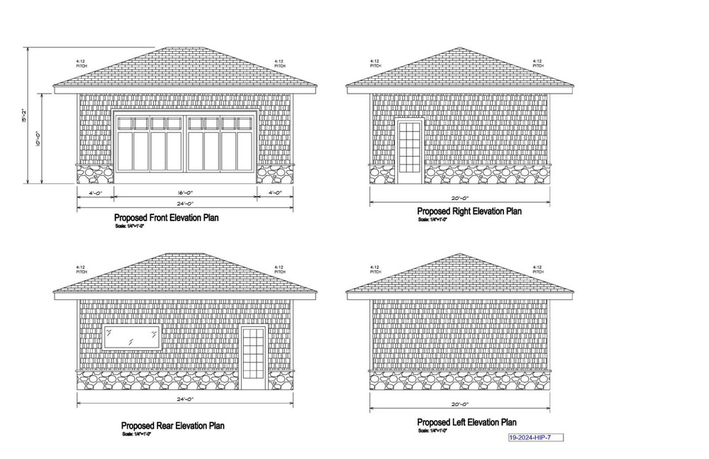 20’X24′- 24’X20′ TWO CAR GARAGE PLANS HIP ROOF GARAGE PLAN 19-2024HIP-7