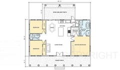 Custom House Design – Modern Ranch Farmhouse 1500 SF – Drawing Blueprint