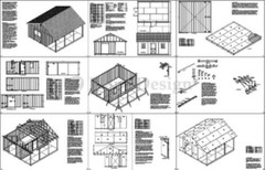 20′ X 20′ Shed with Covered Porch, Cottage / Cabin Building Plans # P52020