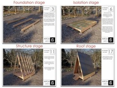 10′ x 14′ A-Frame House Cabin Plans -140F- Blueprints