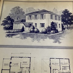 Vintage 1948 4 Square Home Plan Drawing Blueprint Triflex Service Washington DC