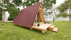 14′-0” X 20′-0” Modern A-Frame Cabin Plan