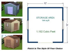 12×12 Storage Shed Plans Package, Blueprints, Material List & Instructions