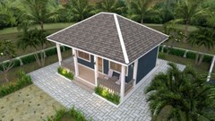23×21 Feet Tiny House Plans 8×6.5 Meter 1 Bed 1 Bath Hip Roof PDF (A4 Hard Copy)