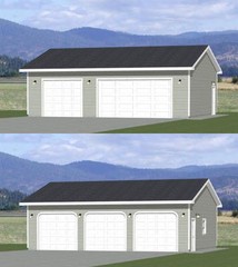 36×28 3-Car Garage — 1,008 sq ft — PDF Floor Plan — Model 11A