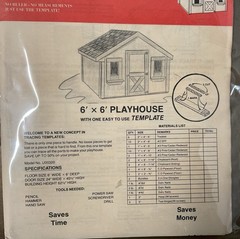 UCANDO U00320 6’X6’ Playhouse Plans Rebagged With Material List NOS W/Templete