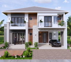 36×40 Feet House Design Plans 11×12 Meter 4 Beds 5 Baths Hip Roof (A4 Hard Copy)