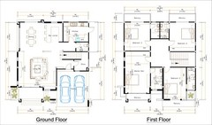 36×40 Feet House Design Plans 11×12 Meter 4 Beds 5 Baths Hip Roof (A4 Hard Copy)