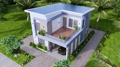 26×33 Feet House Design Plan 8×10 Meter 3 Beds 3 Baths Shed Roof (A4 Hard Copy)