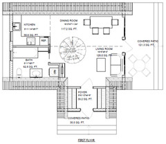 34’x28’ 1 Bedroom, 1 Bath Cozy A-Frame Cabin Architectural Plans PDF Download.