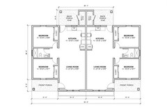 Twin Investment Duplex 2 bed 1 bath (56’x34′) 1740 SF Custom House Plans and Blu